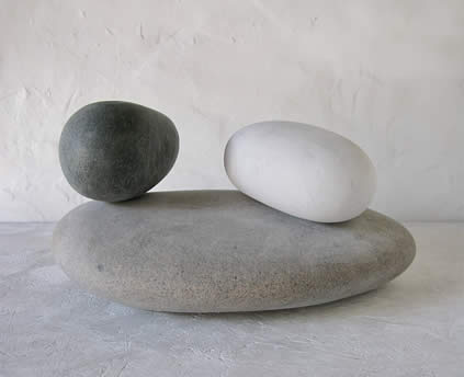 Jake Harvey, Three Forms I, 2024, granite, metadolerite and marble, 31 x 50 x 24 cm