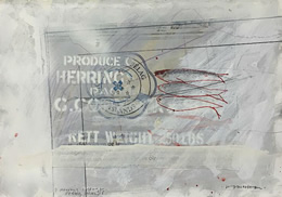 Will Maclean, 3 Herring Collage, Felag Islands, 2017, mixed media, 21 x 30 cm